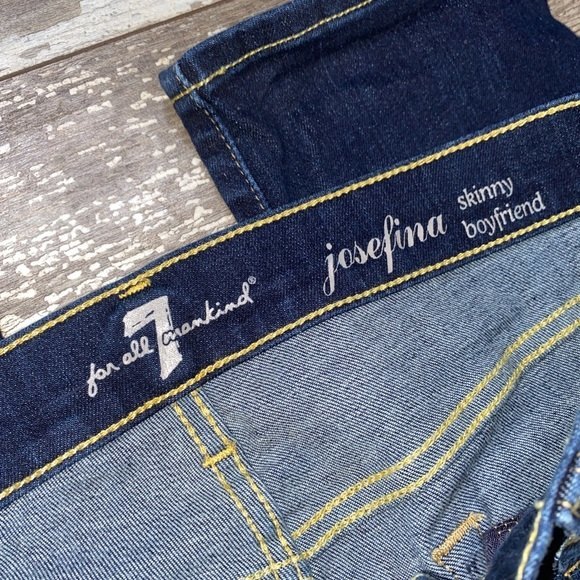 7 For All Mankind Josefina Boyfriend Skinny Bootcut Mid Rise Dark Wash Sz 25 - Picture 3 of 7